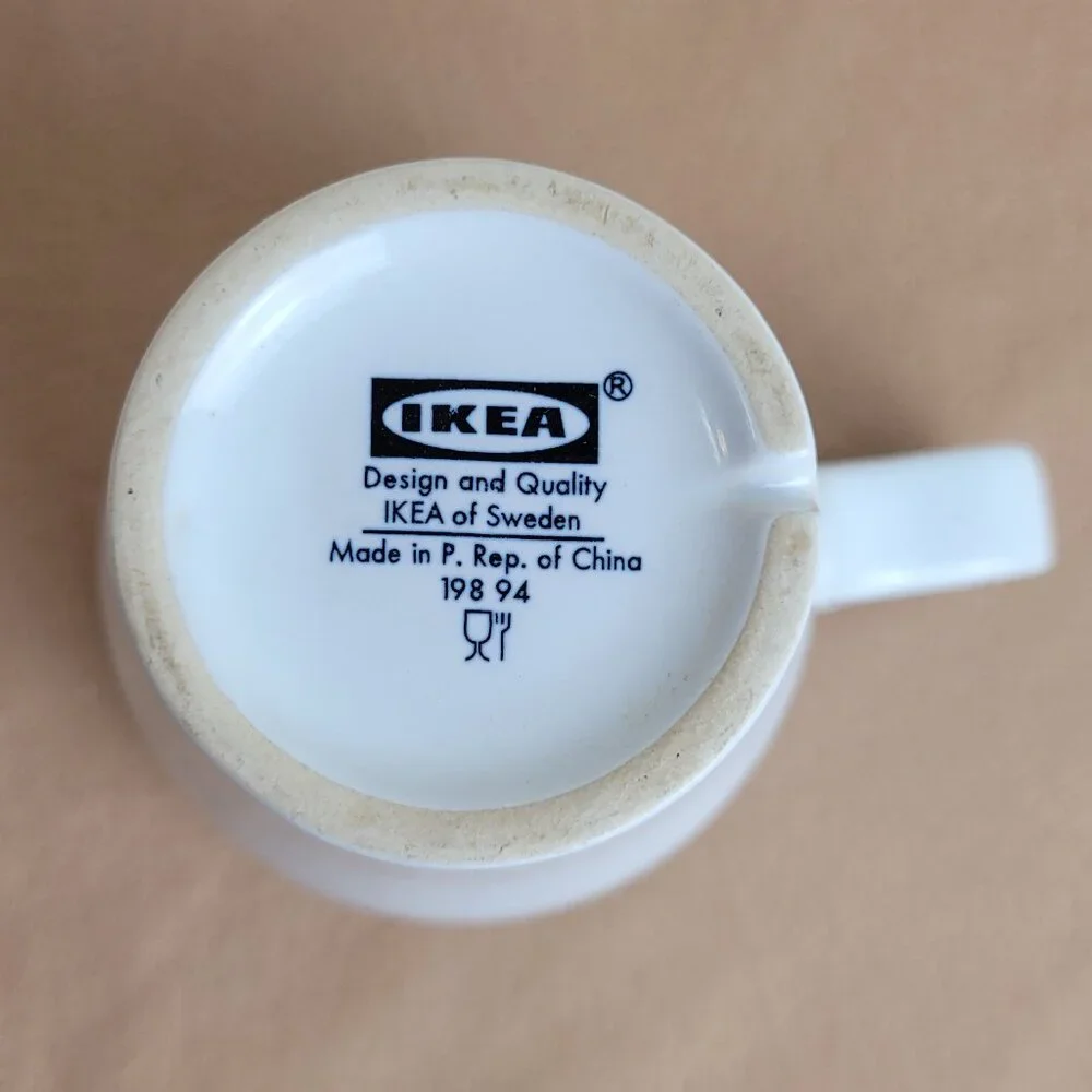 IKEA FÄRGRIK Mug White 8oz Retro Stackable Nesting Tapered Stoneware cup coffee.